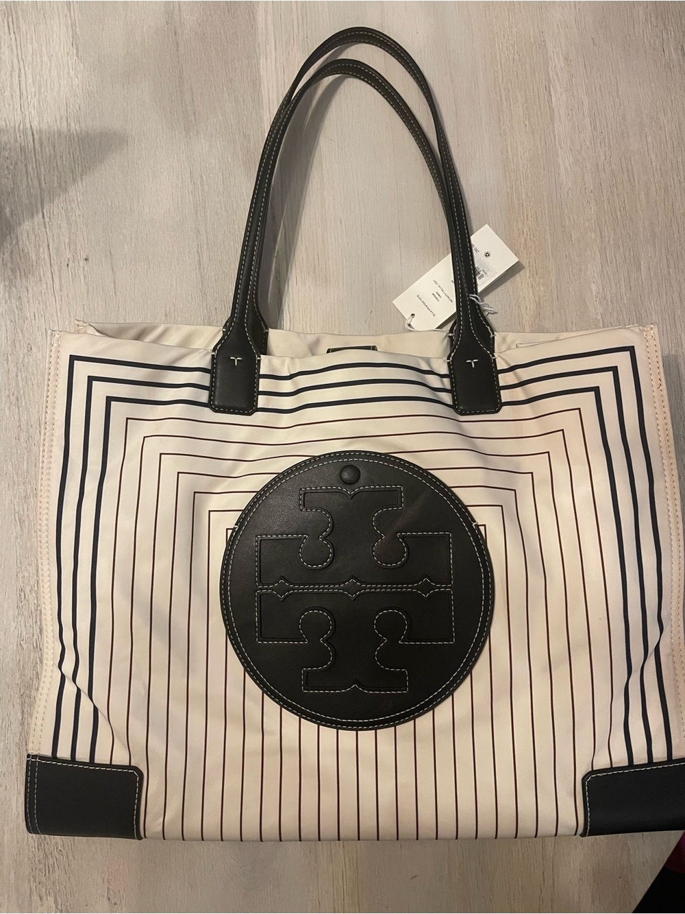 Tory Burch Black & Cream Ella Tote New